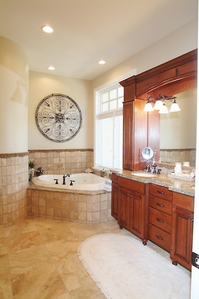 Tile and wood bathroom